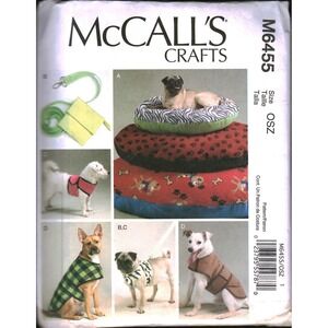 McCalls M6455 Dog Bed Leash Harness Vest Coat Sewing Pattern OSZ Crafts 2011
